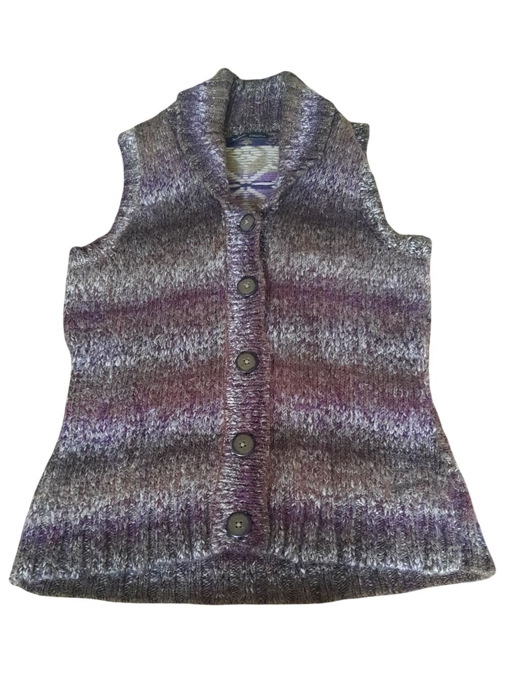 Woolrich Multicolor Striped Knit Vest in Brown, Gray & Purple